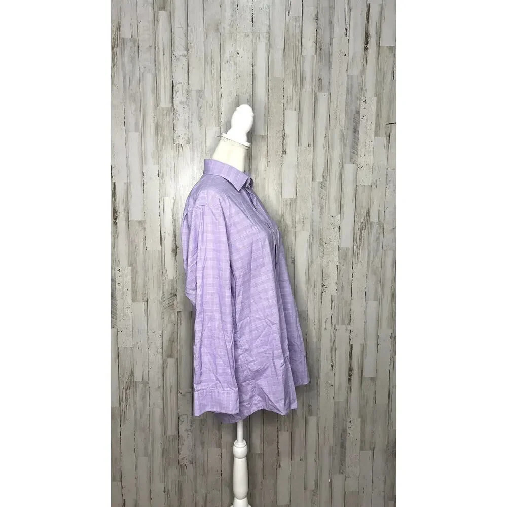 Lauren Ralph Lauren Mens Size 16.5 Slim Fit Purple Plaid Long Sleeve Dress Shirt - Picture 2 of 5